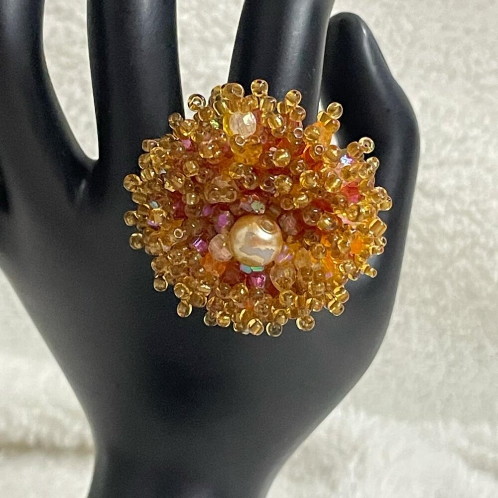 Hand Crafted Beaded Ring - Picture 2 of 4